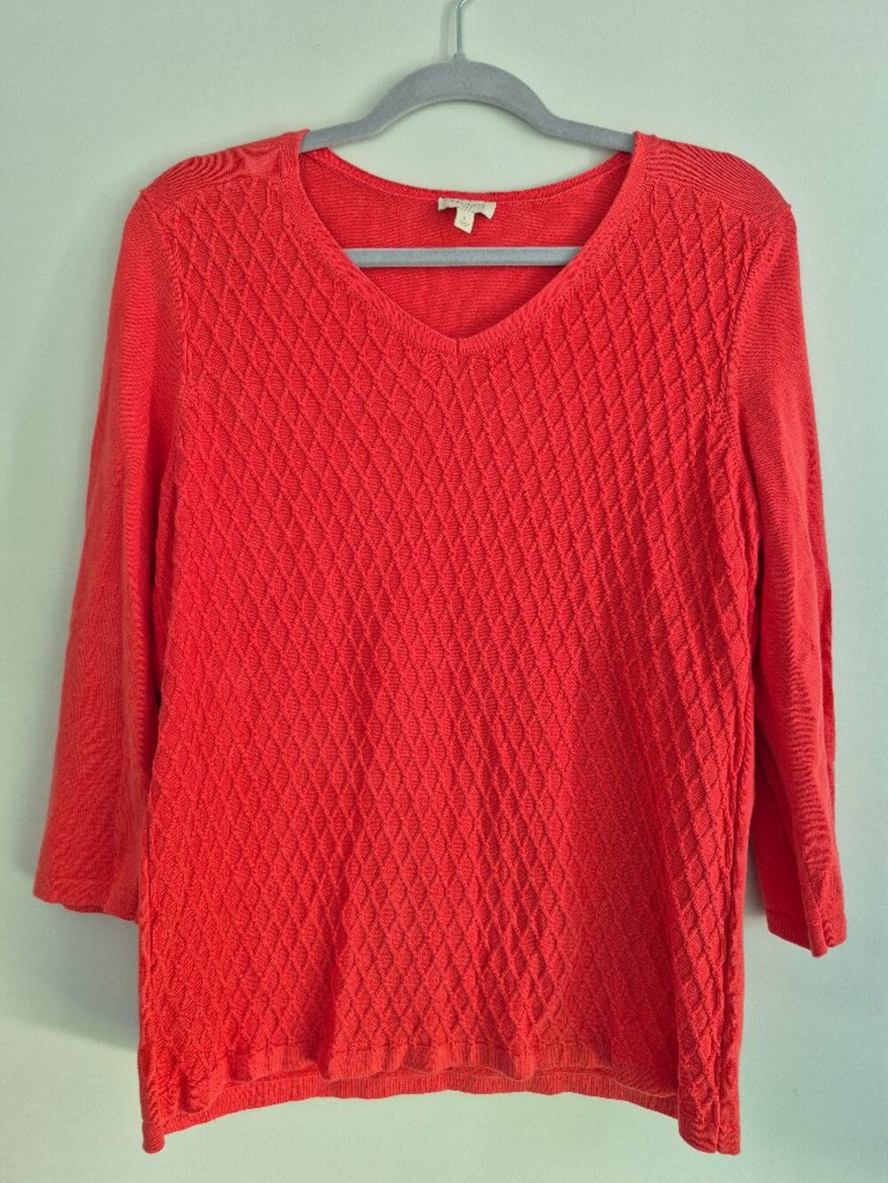Talbots Textured Cotton Knit Sweater – Coral – Size L